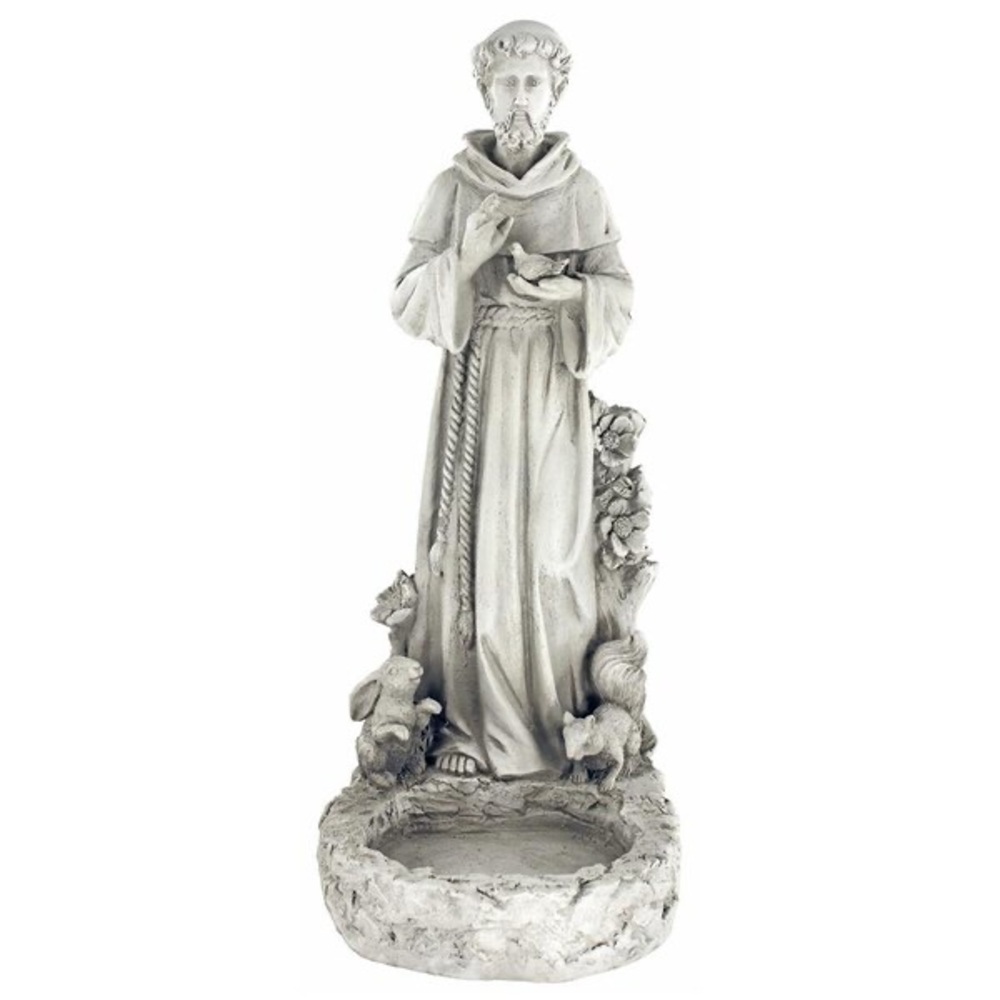 Elegant Gray Saint Francis Garden Statue